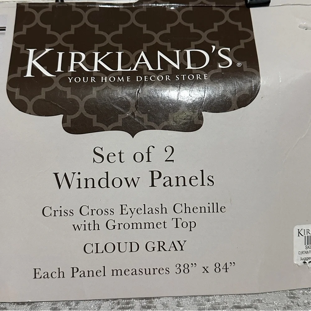 New Kirkland’s 2 Window Panels Criss Cross Grommet Top 38”x 84